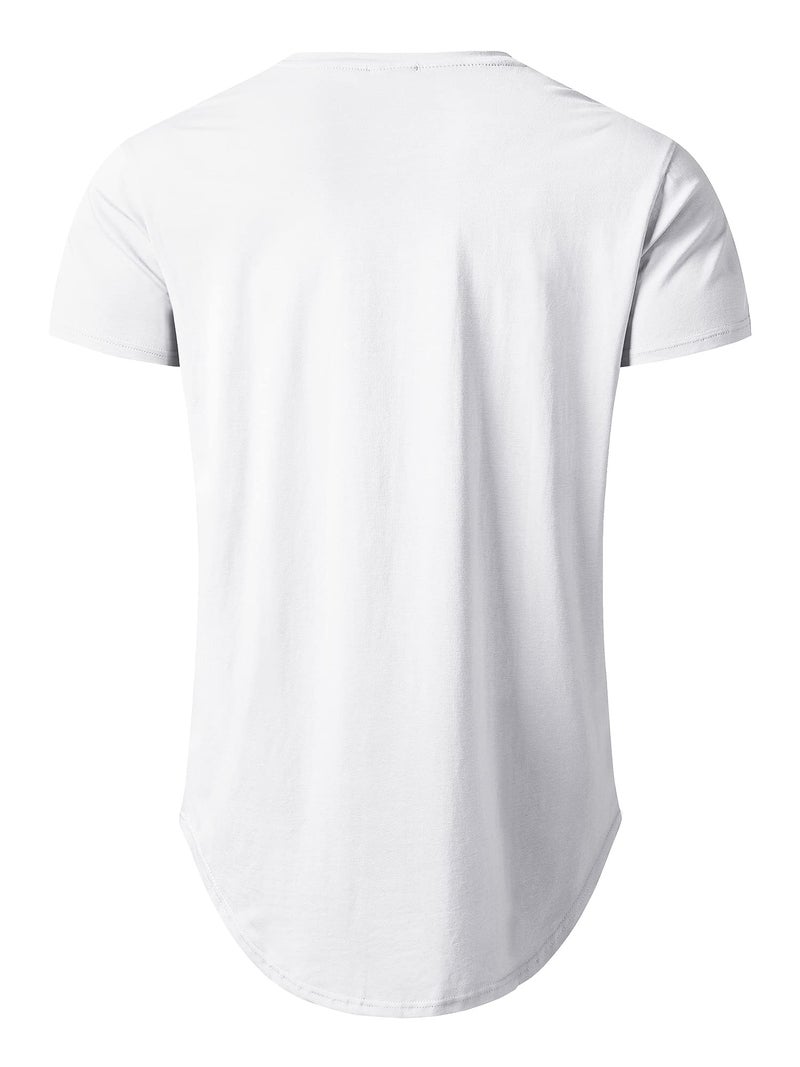LETAOTAO Mens Longline Gym Muscle Bodybuilding Tshirts Hipster Reflective Line Scallop Crewneck Tees Shirts Tops - Image 3